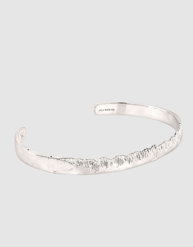 Kuzzoi - ICONIC EXCLUSIVE - Ridged Edge Cuff Bangle in 925 Silver
