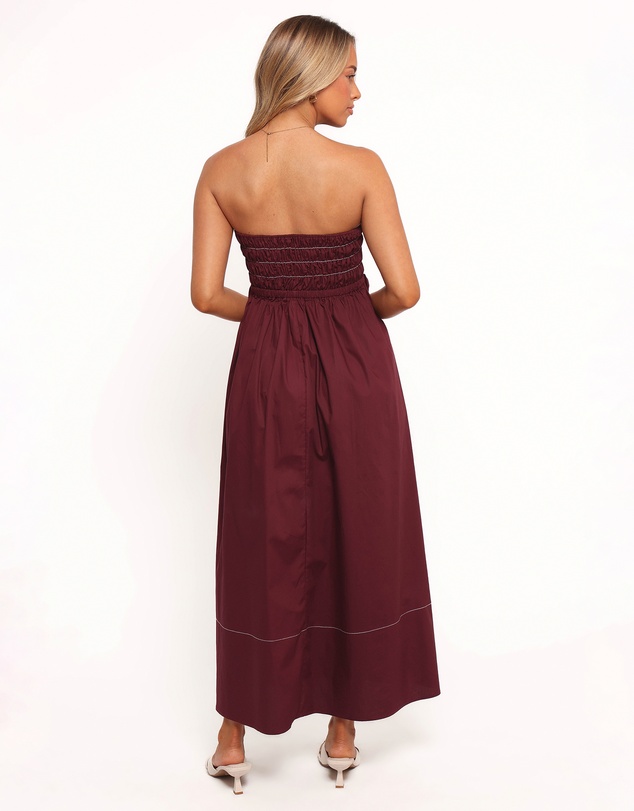 Petal & Pup - Lyanna Strapless Midi Dress - Cherry