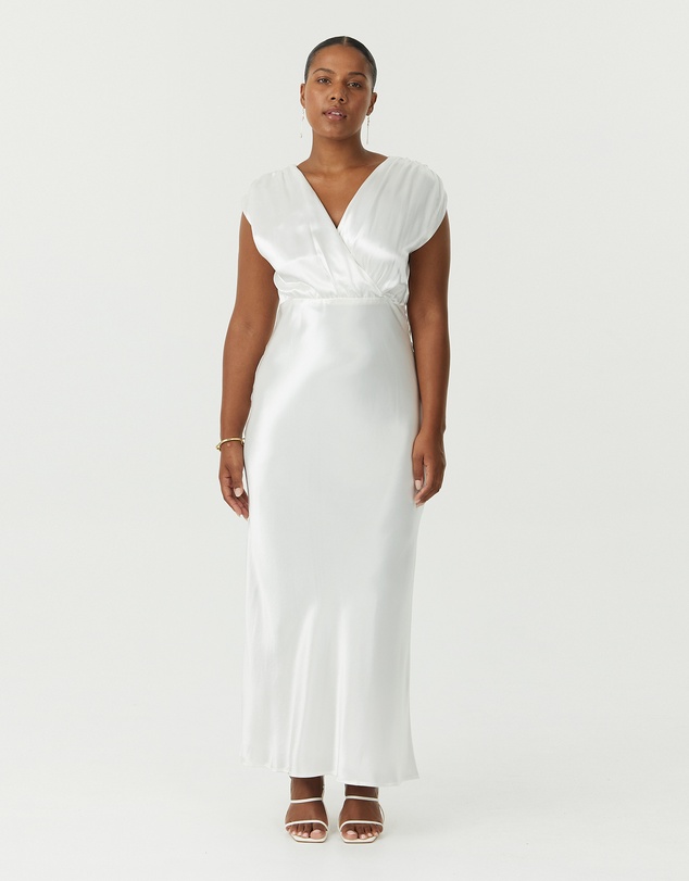 Third Form - Satin Cross Over Gather Dress