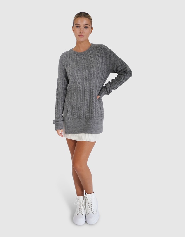 Belle & Bloom - At Last Cable Knit Jumper with Slit