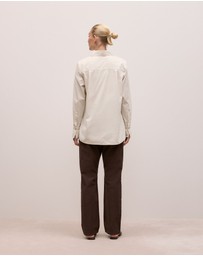 Trenery - Pinwale Cord Shirt in Stone