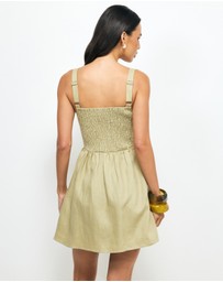 AERE - Mia Shirred Linen Mini Dress