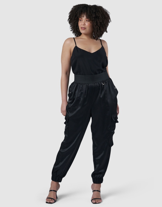 Sunday In The City - Jaded Satin Cargo Pants