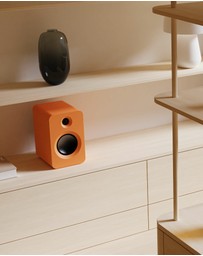 iWorld - Kanto REN 200W Powered Bookshelf Speakers with HDMI ARC, USB-C, and Bluetooth 5.3 - Matte Orange, Pair