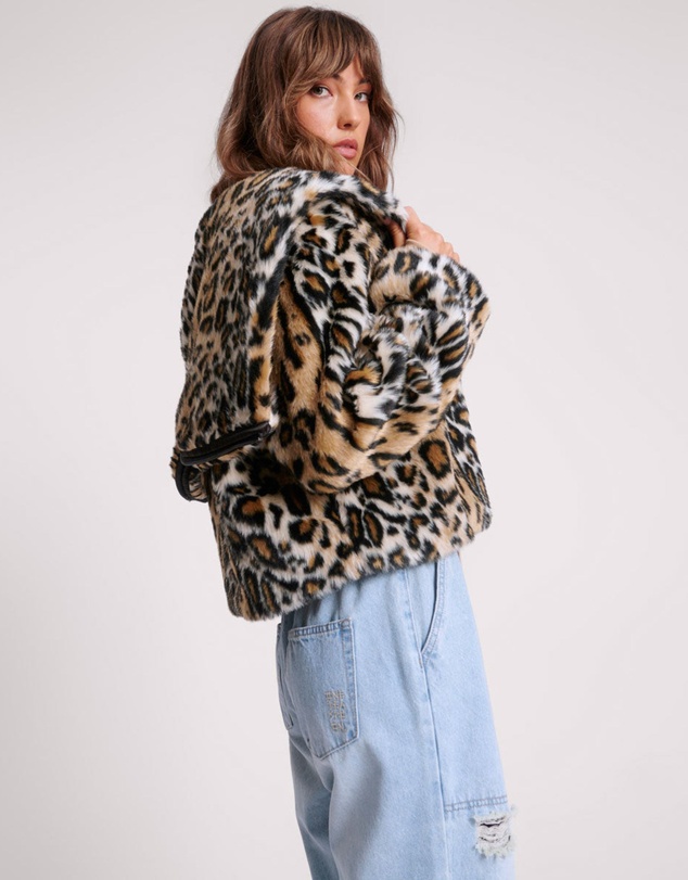 ONE TEASPOON - Faux Leopard Split Hood Jacket