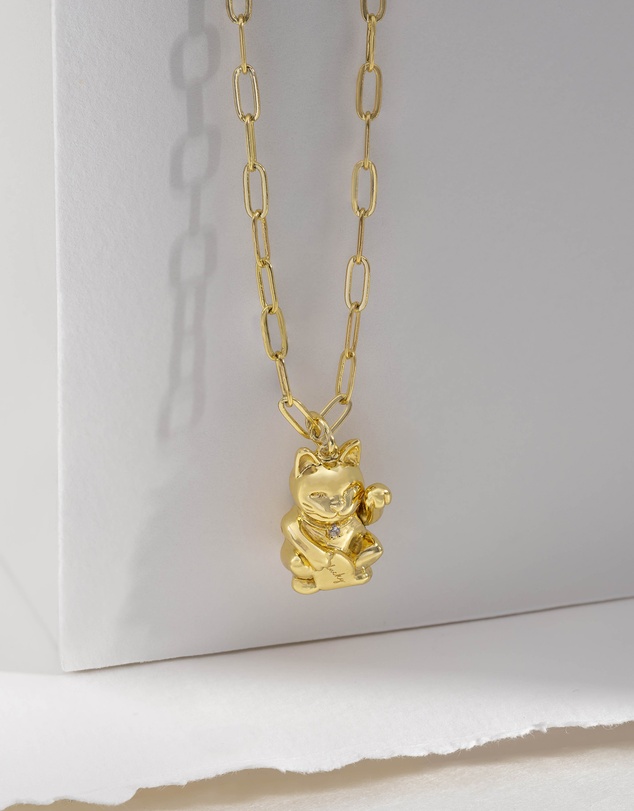 Wanderlust + Co - Lucky Cat Gold Necklace