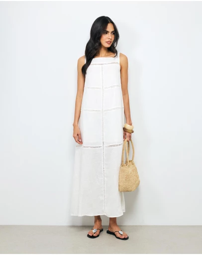 AERE - Tali Panelled Linen Maxi Dress