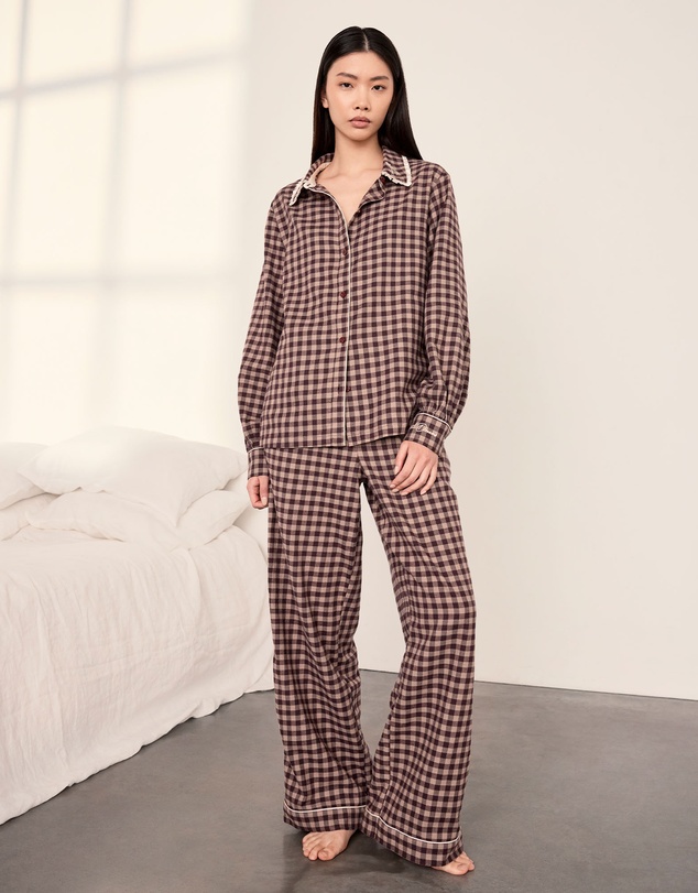 Chelsea Peers - Organic Cotton Gingham Long Pyjama Set