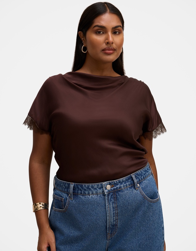Forever New Curve - Tate Curve Lace Trim Top