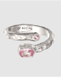 Haze & Glory - ICONIC EXCLUSIVE - Ring Oval Synthetic Sapphire with Pink Gems 925 Sterling Silver