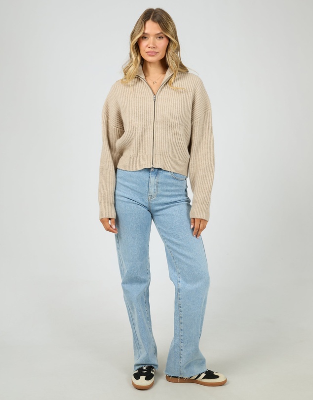 All About Eve - Bridie Knit Zip Through Oat