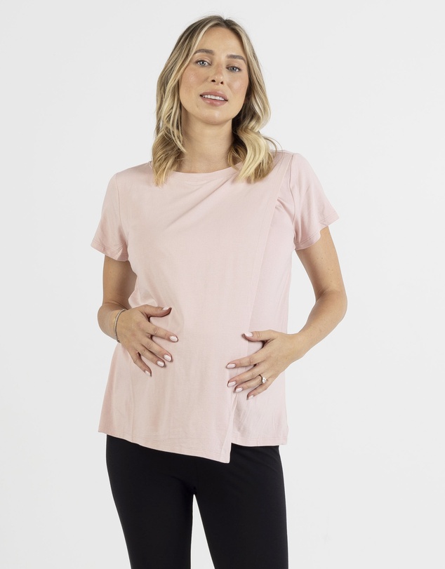 Angel Maternity - Monique Maternity Nursing Petal Top - Blush Pink