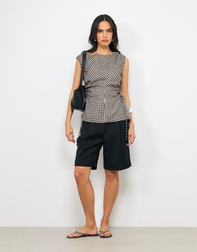 AERE - Aria Gingham Linen Top