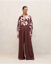 Trenery - Pleat Detail Palazzo Pant in Espresso