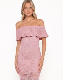 Petal & Pup - Mirelle Off Shoulder Lace Maxi Dress - Pink