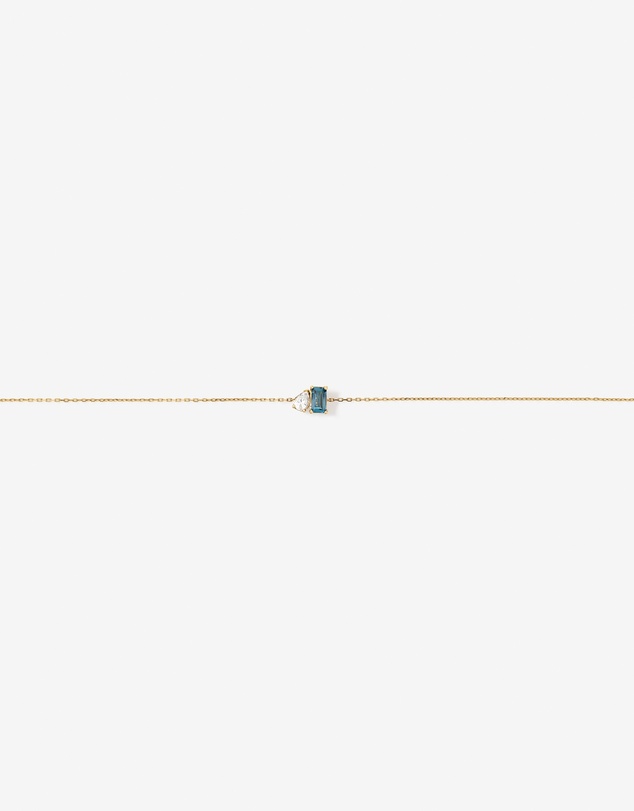 Michael Hill - Pear-Cut White Sapphire and Emerald-Cut London Blue Topaz Toi Et Moi Bracelet in 10kt Yellow Gold