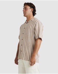 RVCA - Mens Beat Stripe Vintage Short Sleeve Shirt