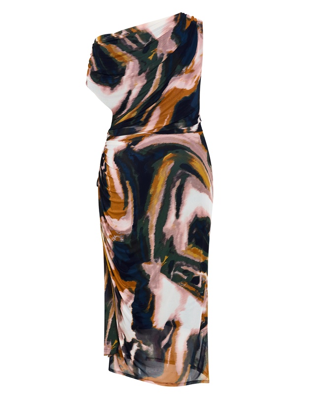 City Chic - Vivid Mesh Glaze Print Maxi Dress