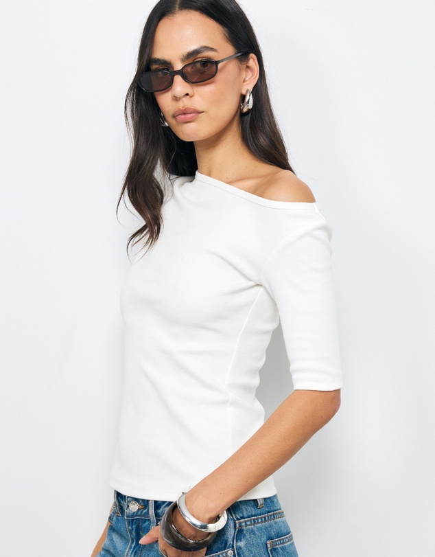 AERE - Off Shoulder Ribbed T-Shirt