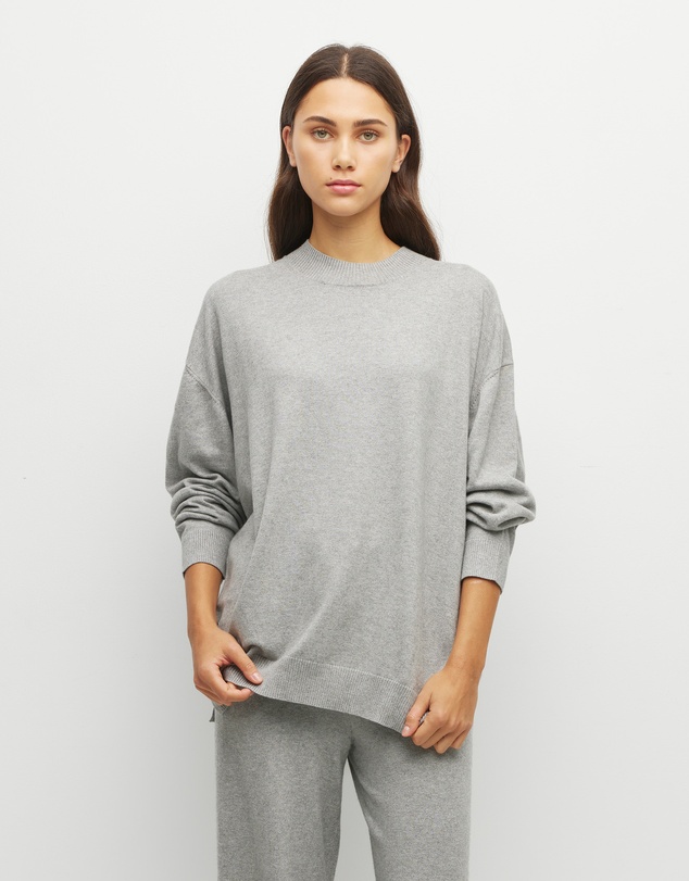 JH Lounge - JHL Crew Sweater (Cotton Cashmere) Grey Marle