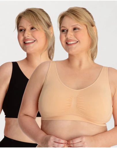 Ava & Audrey  - Underbliss by Ava & Audrey Seamless Bamboo Blend Comfort Wire-Free Bra 2 Pack