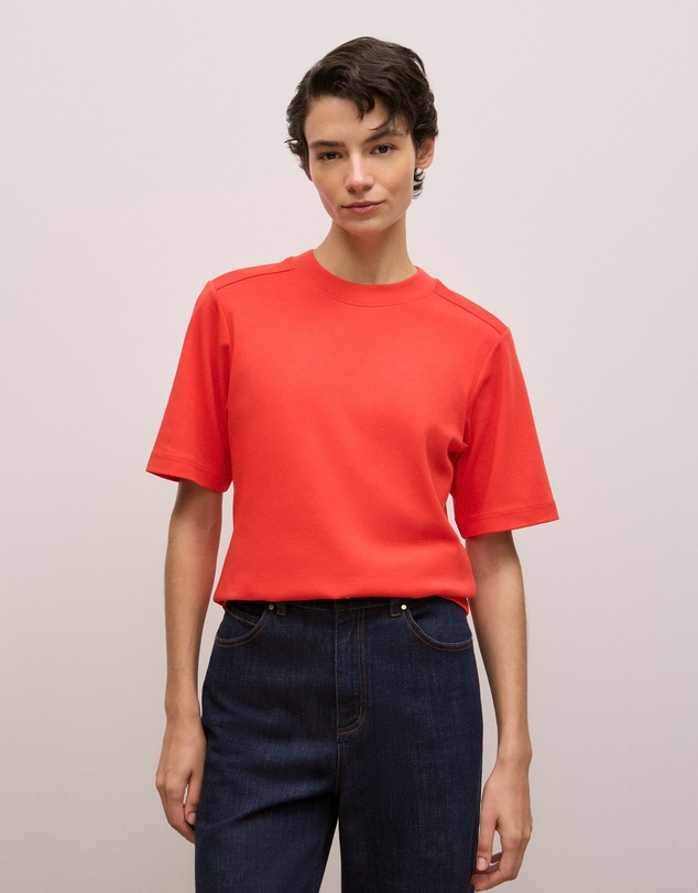 Trenery - Cotton Modal Interlock T-shirt in Spice Red