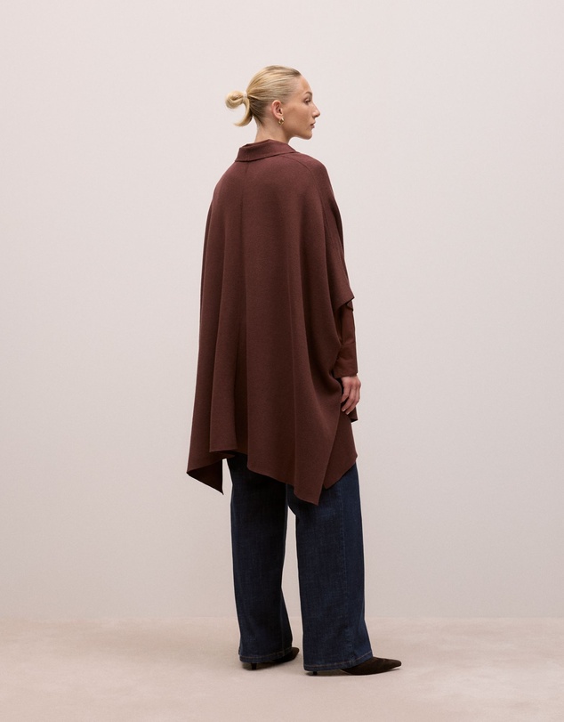 Trenery - Cotton Cashmere Blend Poncho in Espresso