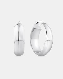 Michael Hill - 15mm Half Round Hoop Earrings in 10kt White Gold