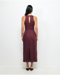 AERE - Elow Ruched Linen Midi Dress