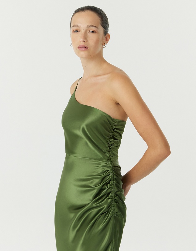 Third Form - Satin Gather One Shoulder Dress