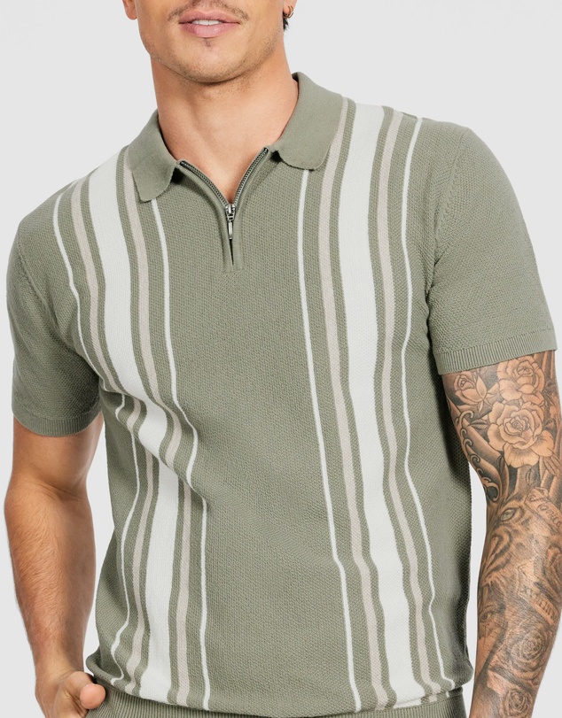 Tarocash - Dane Stripe Knit Polo