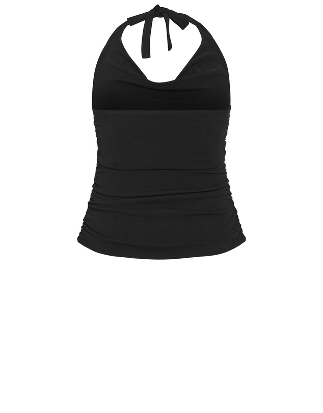 City Chic - Plus size Emmy Halter Cowl Neck Top - black
