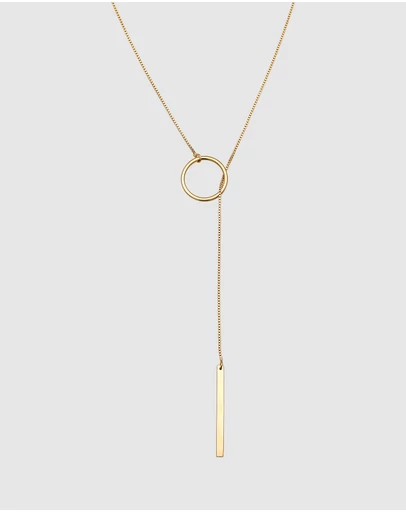 Elli Jewelry - Rod Pendant Y-Necklace in Gold-Plated 925 Silver