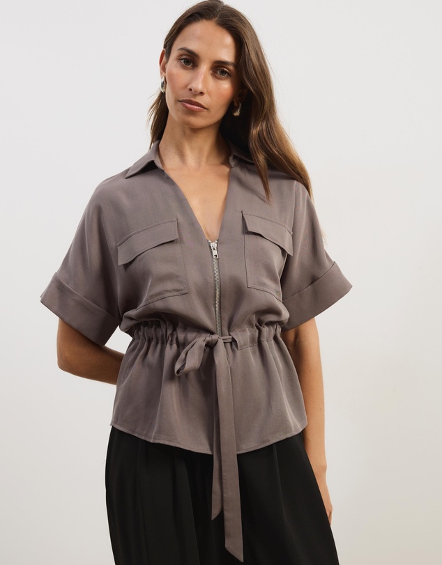Atmos&Here - Viola Shirt With Adjustable Drawstring At Waist