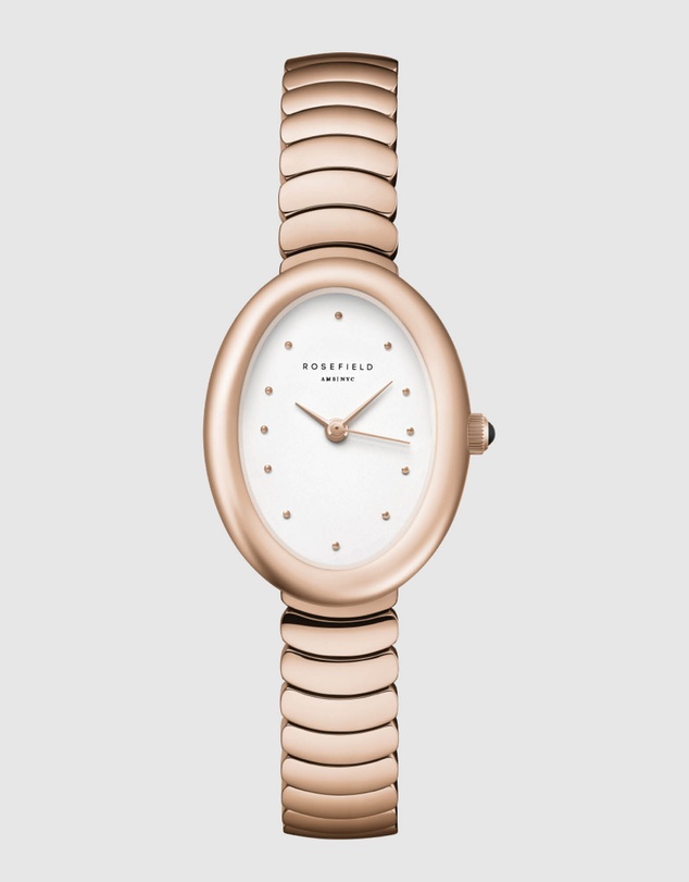 Rosefield - Ovale White Matte Rose Gold-Tone Bracelet Watch