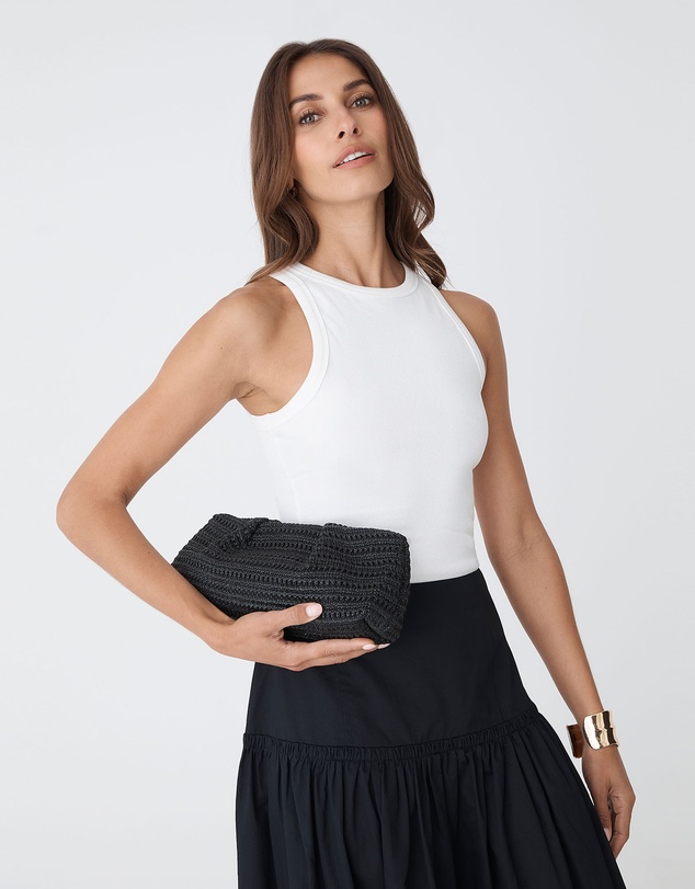Forcast - Coral Raffia Clutch Bag