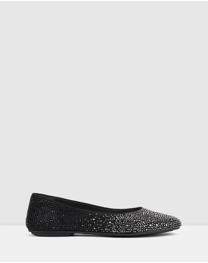 Rollie - Ballet Square Toe Rhinestone Flat
