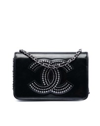 Pre-Loved by Azura Reborn - Pre-Loved CC Patent Strass Embellished Wallet On Chain