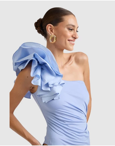 Honey and Beau - Lorena One Shoulder Ruffle Bodysuit