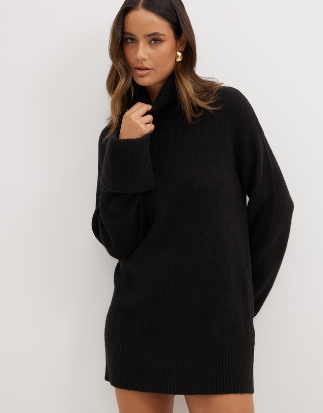 Dazie - Cozy Oversized Knit Mini Dress