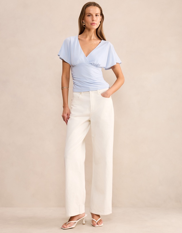 Forever New - Bobbie Wrap Flutter Sleeves Top
