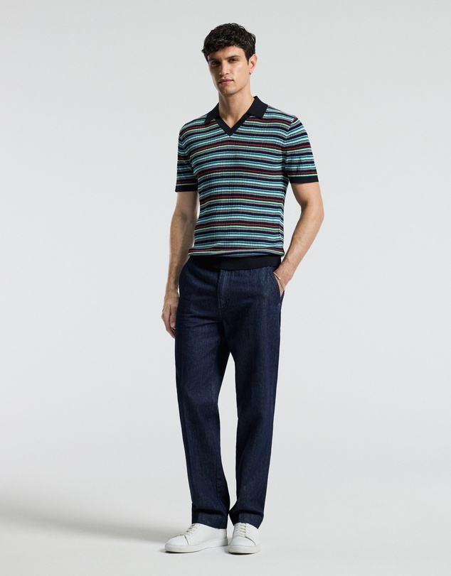 Calibre - Striped Rib Polo Navy