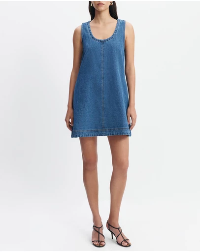 Aje Studio - Kendall Denim Tie Back Mini Dress