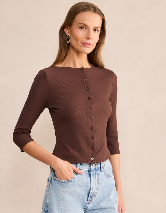 Forever New - Julia Ribbed 3 & 4 Sleeves Cardigan