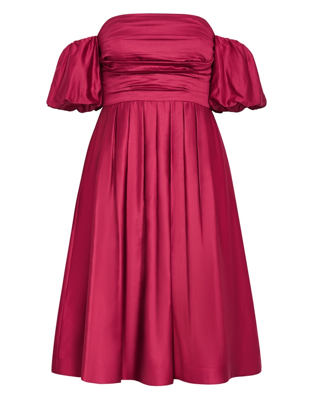 City Chic - Rosalee Puff Sleeve Midi Dress