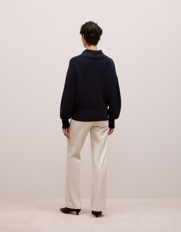 Trenery - Merino Open Collar Knit in Night Sky