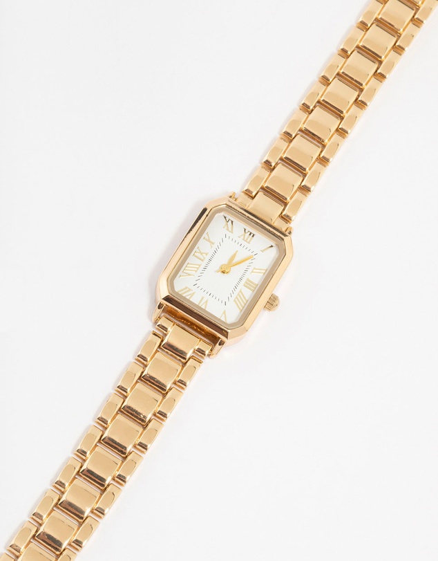 Lovisa - Gold Rectangle Roman Numeral Watch
