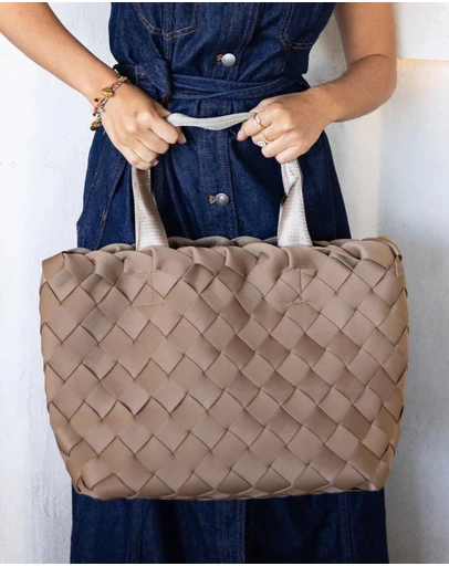 Chuchka - Woven Neoprene Large Tote - Large Weave Nude