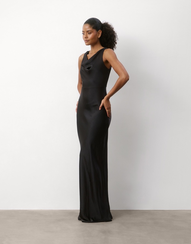 Six Stories - Cowl Front Satin Bridesmaid Dress