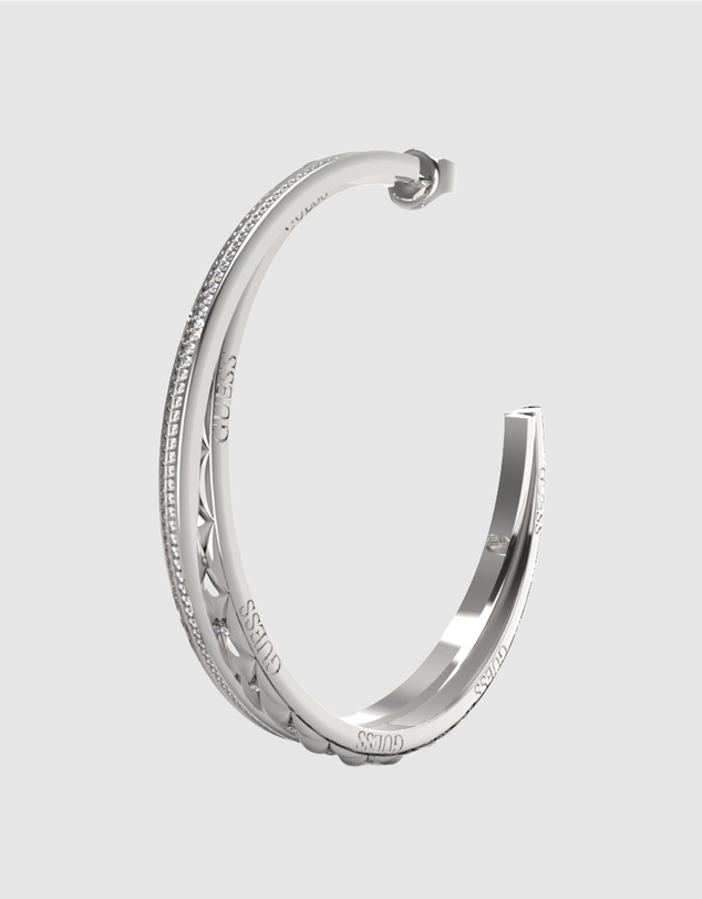GUESS - Silver-Tone Stylish Guess Hoop Earrings
